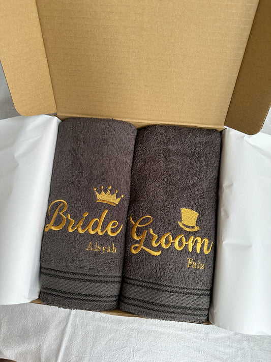 Bride/Groom Couple Towel (2Pcs)